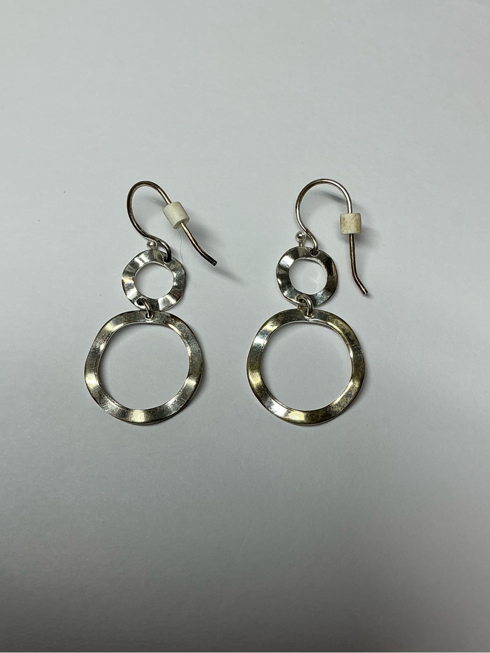 Sterling-Style Double Hoop Drop Earrings. 1.5 inches long